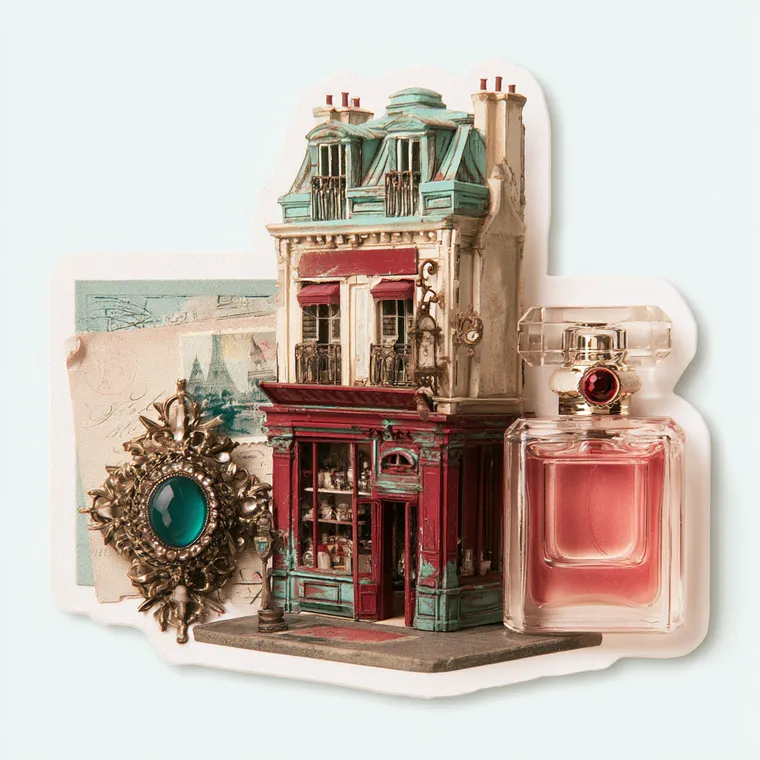 Emerald shopfront collage sticker preview