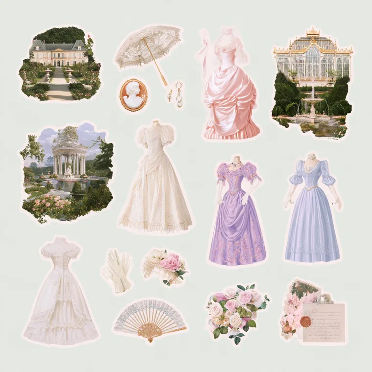 Garden party paper dolls sticker preview